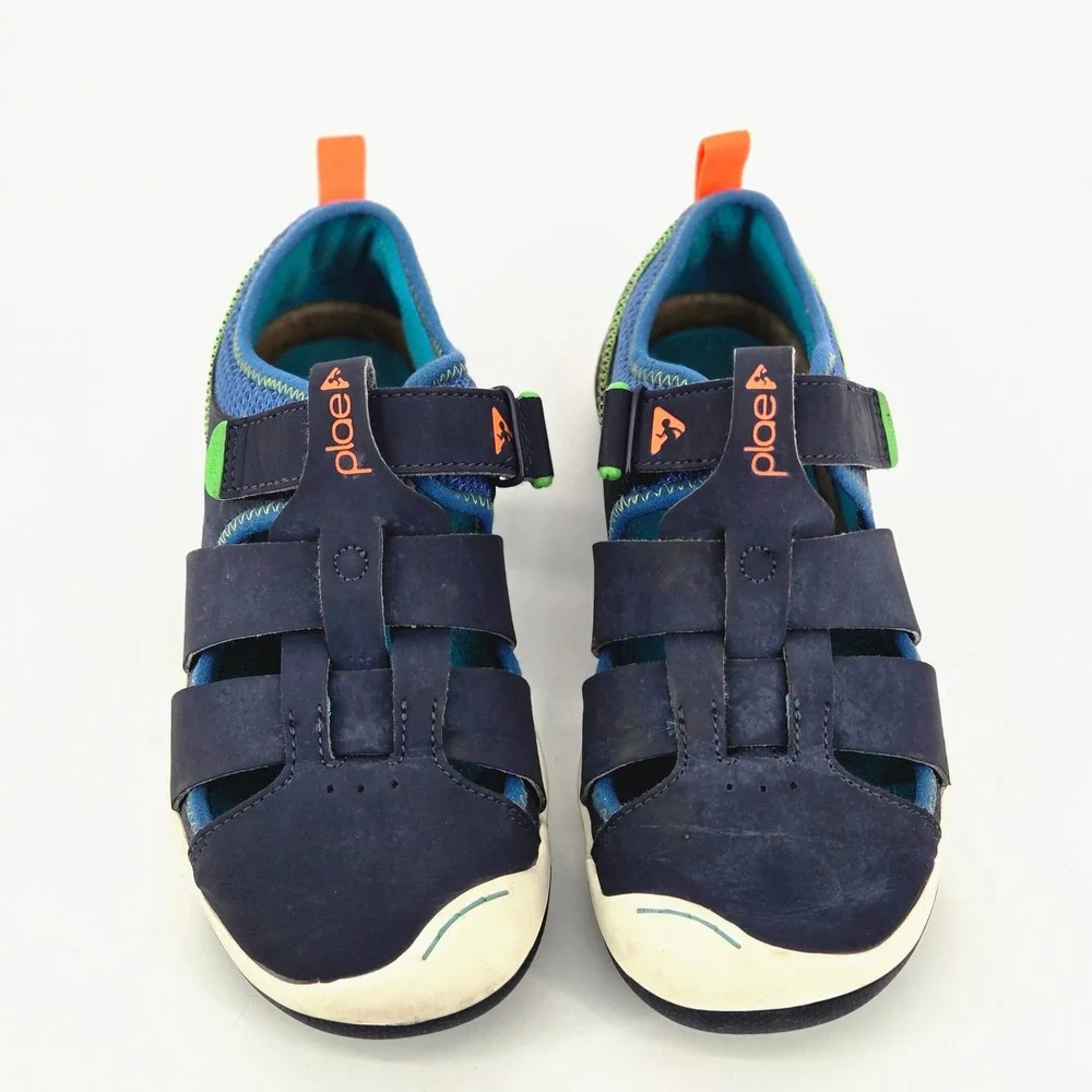 PLAE Sam 2.0 Kids Size 3 Navy Blue Leather Wide Toe Box Waterproof Camp Sandals